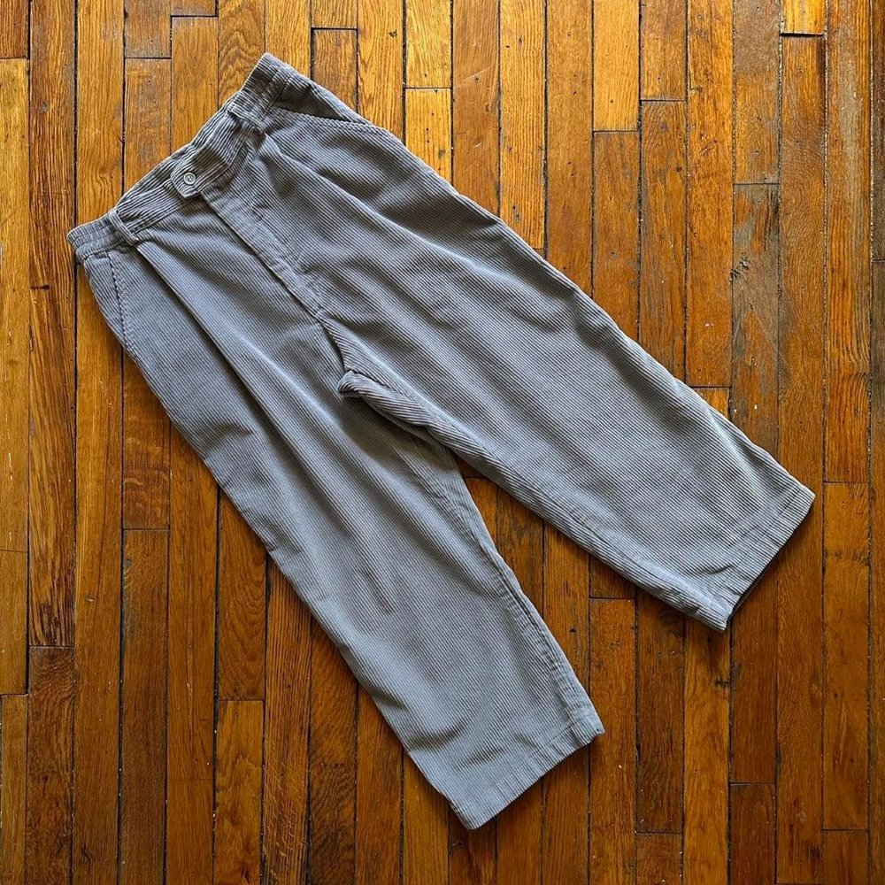 Vintage LL Bean Pathfinder Union MiUSA Gray Corduroy High Rise Cropped Pants